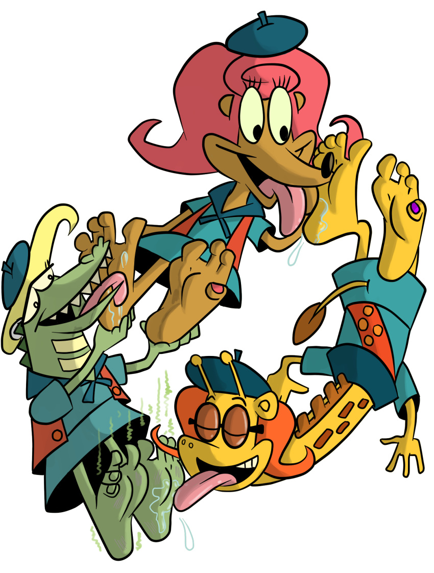 barefoot camp_lazlo cartoon_network crocodilian feet female foot_fetish foot_lick foot_play giraffe giraffid gretchen_(camp_lazlo) group herpestid hi_res licking mammal mongoose nina_neckerly patsy_smiles reptile salmacisreptile scalie soles toes tongue tongue_out