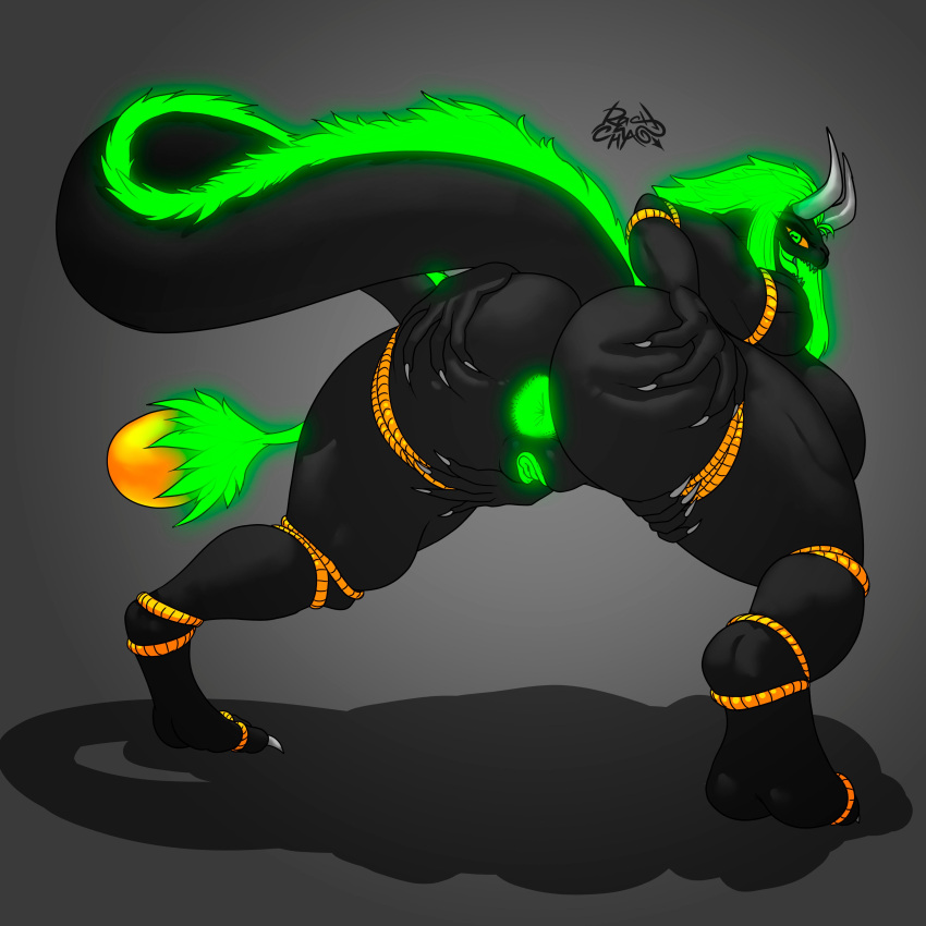 4_arms absurd_res anus bent_over big_breasts big_butt black_body breasts butt colored_nails demon digital_drawing_(artwork) digital_media_(artwork) female genitals glowing glowing_anus glowing_eyes glowing_hair glowing_mouth glowing_tail gradient_background green_eyes green_hair hair hand_on_butt hand_on_leg hi_res horn huge_breasts huge_butt humanoid long_hair long_tail looking_back multi_arm multi_limb nails open_mouth orange_sclera pussy rashchaos rope shadow sharp_horn sharp_teeth signature simple_background spread_butt spreading tail_hair teeth tiptoes toenails white_nails white_toenails