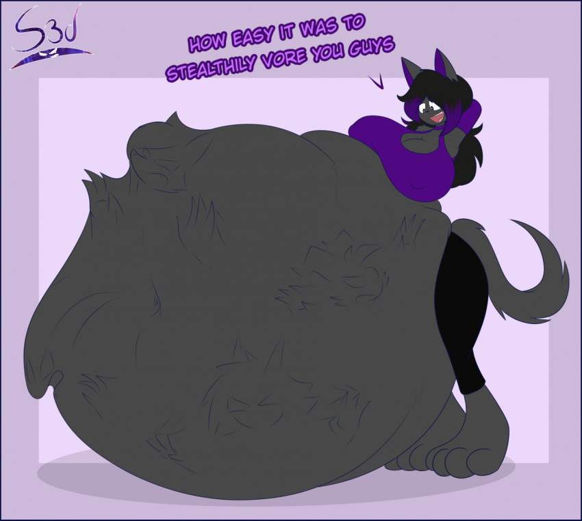 anthro belly big_belly blitzo_(helluva_boss) canid canid_demon canine canis demon domestic_cat els3d felid feline felis female female/female female_pred female_predator female_prey forced group hellhound helluva_boss imp loona_(helluva_boss) male male/female male_prey mammal millie_(helluva_boss) moxxie_(helluva_boss) unwilling_prey unwilling_vore vore wolf