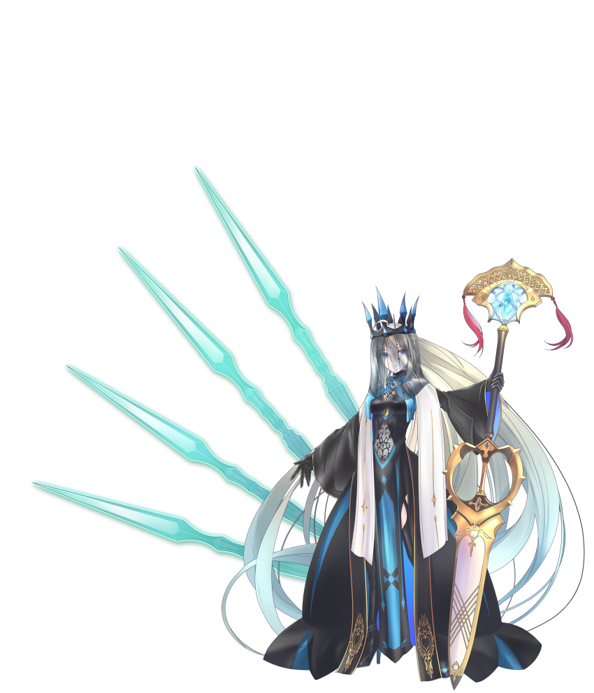 1girl absurdly_long_hair absurdres artoria_caster_(fate) artoria_caster_(third_ascension)_(fate) artoria_pendragon_(fate) crown facial_mark fate/grand_order fate_(series) forehead_mark highres long_hair marmyadose_(fate) morgan_le_fay_(fate) transparent_background user_sphf3373 veil very_long_hair