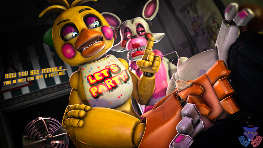 absurd_res feet five_nights_at_freddy's five_nights_at_freddy's_2 foot_fetish foot_play footjob hi_res mangle mangle_(fnaf) rookieanimator210 scottgames sex toy_chica toy_chica_(fnaf) video_games
