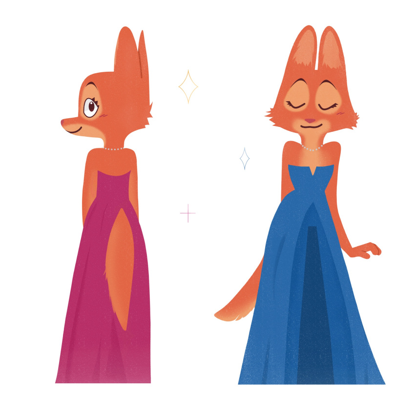 anthro canid canine clothed clothing diane_foxington dreamworks dress eyes_closed female fox hi_res jewelry mammal necklace spitzbub the_bad_guys