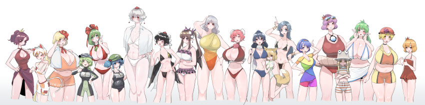 6+girls :3 abs absurdres aki_minoriko aki_shizuha animal_ears arm_strap arm_up armpits arms_behind_back arms_under_breasts ass_visible_through_thighs autumn_leaves bangs bare_shoulders behind_another belly bikini bikini_skirt bird bird_wings black_bikini black_hair black_nails black_swimsuit black_wings blonde_hair blue_bikini blue_eyes blue_hair blue_nails blue_swimsuit blunt_bangs blush bob_cut bow breasts brown_eyes brown_hair brown_swimsuit camouflage camouflage_headwear casual_one-piece_swimsuit cat_ears cat_girl cat_tail checkered_bikini checkered_clothes chicken chinese_clothes choker cleavage cleavage_cutout closed_eyes clothes_pull clothing_cutout collarbone collared_shirt competition_swimsuit contrapposto covered_navel cropped_legs crossed_arms double_v earrings embarrassed eyebrows_visible_through_hair eyewear_on_head feathered_wings feet flat_cap flat_chest flower foot_up fox_ears fox_girl fox_tail frilled_bikini frilled_swimsuit frills frog_hair_ornament frogsnake front-tie_bikini front-tie_top front_ponytail gigantic_breasts glasses goutokuji_mike grape_hat_ornament green_eyes green_hair green_headwear green_nails green_swimsuit grey_hair grey_headwear grin hair_between_eyes hair_bobbles hair_bow hair_bun hair_ornament hair_tubes hairband halterneck hand_on_hip hand_on_own_head hat heart_hands_failure high_collar highleg highleg_bikini highleg_swimsuit highres himekaidou_hatate himemushi_momoyo holding horizontal_pupils hug huge_breasts ibaraki_kasen iizunamaru_megumu innertube inubashiri_momiji jammers jewelry kagiyama_hina kawashiro_nitori key_necklace knees_up kochiya_sanae komakusa_sannyo kudamaki_tsukasa large_breasts leaf_hair_ornament long_hair long_tongue looking_at_viewer looking_down low_wings male_swimwear medium_hair messy_hair micro_bikini midriff mirror mob_cap moriya_suwako multicolored_clothes multicolored_hair multicolored_swimsuit multiple_girls muscular muscular_female navel necklace niwatari_kutaka one-piece_swimsuit one_eye_closed open_clothes open_shirt orange_hair orange_swimsuit parted_bangs paw_pose pink_swimsuit plump pointing pointing_down pointing_up pointy_ears pointy_nose ponytail purple_bikini purple_eyes purple_hair purple_nails purple_skirt purple_swimsuit rainbow_gradient red_bikini red_bow red_choker red_eyes red_hair red_headwear red_swimsuit ribbon-trimmed_bikini rimless_eyewear rope sakata_nemuno sarong scarf school_swimsuit shameimaru_aya shimenawa shirt shirt_pull short_hair short_ponytail short_sleeves side-tie_bikini side-tie_skirt sideboob sidelocks simple_background skirt small_breasts smile stomach streaked_hair striped striped_swimsuit sunglasses swimsuit tail tall_female teeth thick_thighs thigh_gap thighs thumbs_up tokin_hat toned tongue tongue_out touhou translation_request twintails two-tone_hair underboob upper_teeth v very_long_hair wavy_hair wavy_mouth white_background white_bikini white_hair white_scarf white_shirt white_swimsuit wide_image wings yamashiro_takane yasaka_kanako yellow_bow yellow_eyes yellow_swimsuit yellow_tail