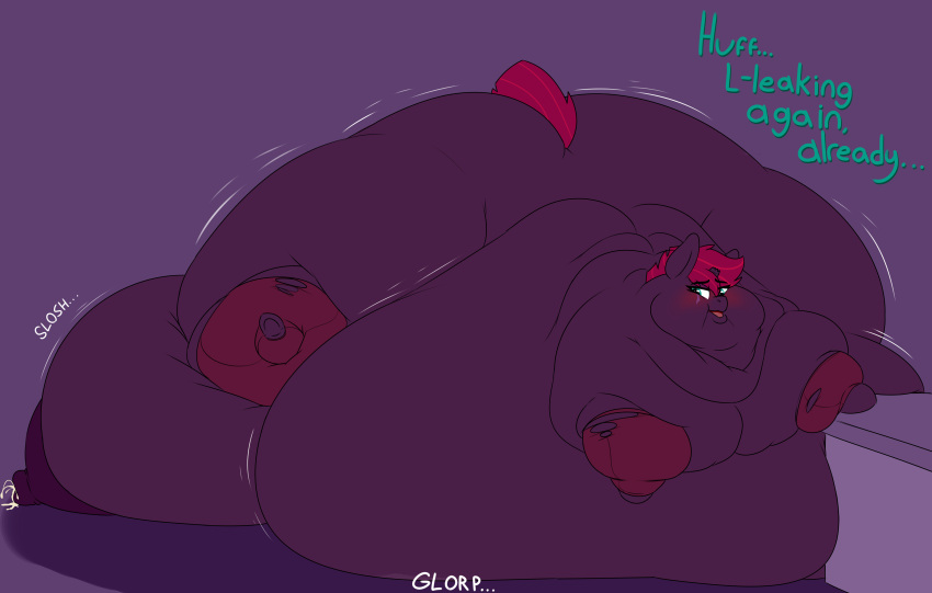 absurd_res belly big_belly big_teats blush broken_horn clothing coatieyay equid equine eye_scar facial_scar female feral friendship_is_magic hair hasbro hi_res hooves horn huge_teats hyper hyper_belly hyper_teats mammal morbidly_obese morbidly_obese_female morbidly_obese_feral my_little_pony my_little_pony:_the_movie_(2017) nipples obese obese_female obese_feral overweight overweight_female overweight_feral pink_hair pink_tail purple_background purple_body scar simple_background teats tempest_shadow_(mlp) torn_clothing unicorn