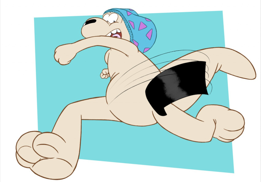 anthro boxers_(clothing) breaking_the_fourth_wall censor_bar clothing featureless_crotch looking_down macropod male mammal marsupial nickelodeon nude physical_censor_bar rocko's_modern_life rocko_rama shocked solo streaking underwear underwear_on_head wallaby x231_(artist)