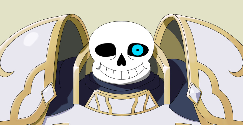 arc_(skeleton_knight_in_another_world) armor bone cape clothing empty_eye_sockets hi_res humanoid knight looking_at_viewer male pauldron redcrystal sans_(undertale) simple_background skeleton skeleton_knight_in_another_world smile smiling_at_viewer solo undertale_(series) warrior