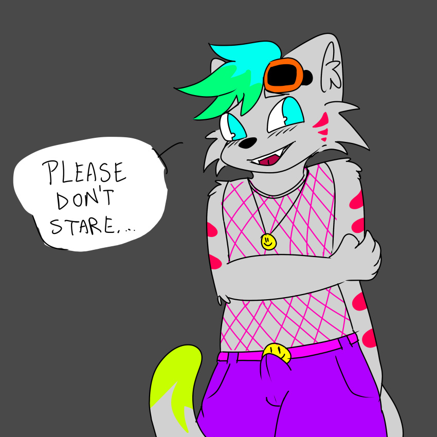 absurd_res anthro blush bulge cedar_dmoon domestic_cat emoticon emoticon_(renard) erection eyewear felid feline felis furries_in_a_blender glasses halley_labs hi_res jewelry lapfox_trax male mammal navisludge necklace raver solo text