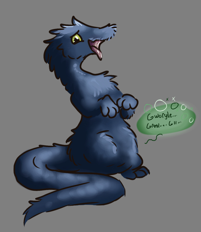 abdominal_bulge ambiguous_gender belly bluth_(ethecalvampire) digestion digestion_noises ethecalvampire feral hi_res long_tail on_haunches onomatopoeia open_mouth oral_vore rumbling_stomach sitting_up solo sound_effects squirmle tail text upright_feral vore