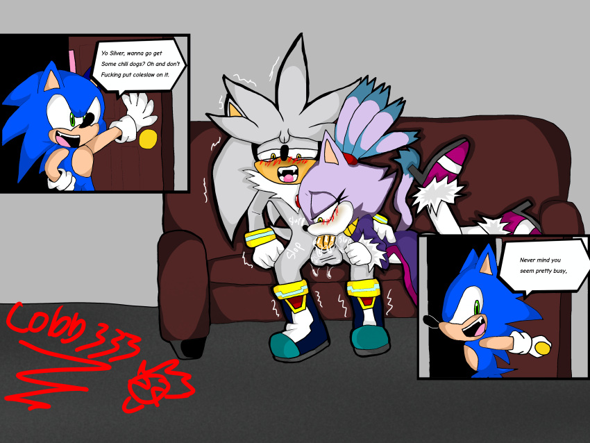 absurd_res anthro blaze_the_cat cobb333 door duo fellatio female furniture hi_res male oral penile sega sex silver_the_hedgehog simple_background sofa sonic_the_hedgehog sonic_the_hedgehog_(series)