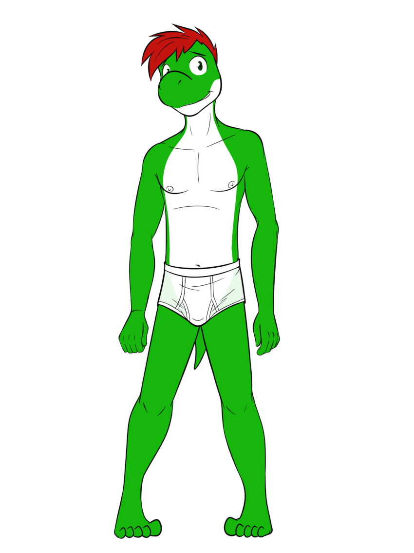anthro anthrofied barefoot briefs briefs_only bulge clothed clothing feet fuze green_eyes green_yoshi hair hi_res male mario_bros navel nintendo nipples red_hair simple_background smile solo tighty_whities topless translucent translucent_briefs translucent_clothing translucent_underwear underwear underwear_only white_background white_briefs white_clothing white_underwear yoshi