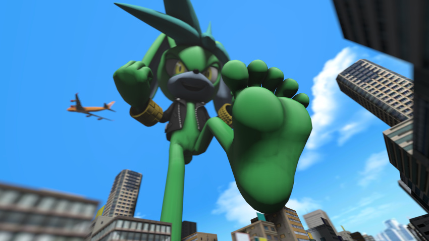 16:9 2024 3d_(artwork) 4k_resolution 5_fingers 5_toes absurd_res aircraft airplane anthro big_ears big_feet black_clothing black_jacket black_nose black_topwear blue_hair boeing_747 bottomless bottomless_anthro bottomless_male bracelet building city city_background clock clothed clothing digital_media_(artwork) fan_character feet fingers foot_fetish foot_focus fortfoot fur gold_(metal) gold_bracelet gold_jewelry gold_watch green_body green_fur hair hi_res huge_filesize humanoid_feet humanoid_hands jacket jewelry lagomorph larger_male leporid low-angle_view macro macro_male male mammal nixon_the_bunny open_mouth plantigrade rabbit raised_foot raised_leg sega shoeless size_difference sky smile soles solo sonic_forces sonic_the_hedgehog_(series) source_filmmaker spiky_hair spread_toes tagme toes topwear vehicle watch widescreen yellow_eyes