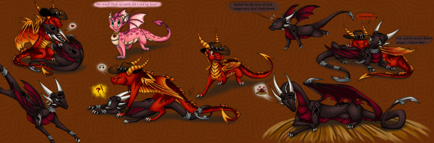 2011 2_horns activision australian clothing cynder dated digital_media_(artwork) dragon ember_(spyro) female feral flame_(spyro) group hat headgear headwear hi_res horn hug male male/female molestation multi_horn mythological_creature mythological_scalie mythology pregnant scalie simple_background spyro_the_dragon tail tail_humping text the_legend_of_spyro thiscrispykat trio wings