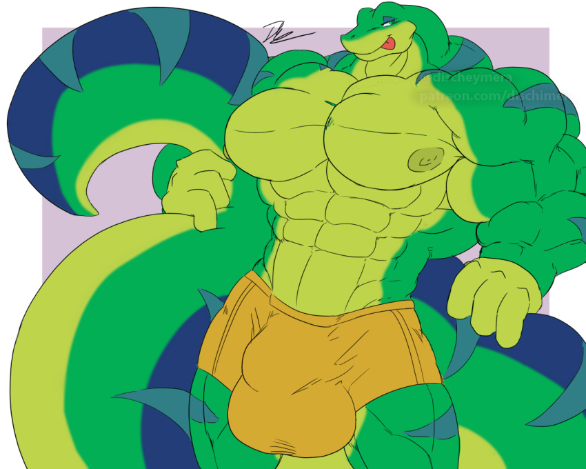 abs animal_genitalia anthro balls biceps big_balls big_bulge big_sheath big_tail bulge clothing dischimera disneyishchimera gecko genitals gex_(series) gex_the_gecko huge_balls huge_bulge huge_sheath hyper hyper_balls hyper_bulge hyper_genitalia hyper_sheath large_pecs lizard looking_at_viewer male muscular muscular_male muscular_thighs navel nipples pecs reptile scalie sheath solo tail_hug tail_time thick_tail thick_thighs tongue tongue_out triceps underwear video_games