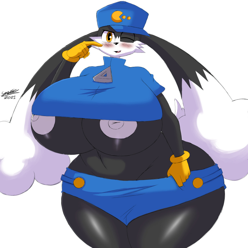 absurd_res anthro bandai_namco big_breasts big_butt breasts butt domestic_cat felid feline felis female hi_res itisjoidok klonoa klonoa_(series) mammal pac-man pac-man_(series) solo video_games