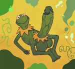 abstract_background amphibian anthro anus balls big_balls big_penis digital_media_(artwork) erection foreskin frog genitals gigaboy green_body huge_balls huge_penis humanoid humanoid_genitalia humanoid_penis hyper hyper_balls hyper_genitalia hyper_penis kermit_the_frog looking_at_viewer male mammal muppets nude penis simple_background solo the_muppet_show vein