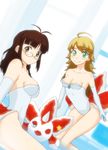  akizuki_ritsuko blonde_hair brown_eyes brown_hair cosplay crossover elbow_gloves fish gen_1_pokemon glasses gloves goldeen goldeen_(cosplay) green_eyes hiropon_(iianbe) hoshii_miki idolmaster idolmaster_(classic) kasumi_(pokemon) kasumi_(pokemon)_(cosplay) leotard long_hair multiple_girls one_eye_closed pokemon pokemon_(anime) pokemon_(classic_anime) pokemon_(creature) 