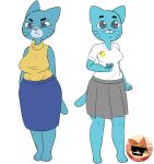 2020 5_fingers absurd_res age_difference anthro artist_logo barefoot bent_arm big_breasts big_eyes big_iris biped black_eyebrows blue_body blue_bottomwear blue_clothing blue_ears blue_skirt blue_tail bottomwear breast_size_difference breasts cartoon_network closed_smile clothed clothed_anthro clothed_female clothing daughter_(lore) decorative_pin digital_drawing_(artwork) digital_media_(artwork) domestic_cat duo elderly_anthro elderly_female eyebrows feet felid feline felis female female_anthro fingers foxart950 front_view fully_clothed fully_clothed_anthro fully_clothed_female glistening glistening_eyes grey_bottomwear grey_clothing grey_eyes grey_skirt hands_behind_back happy hi_res humanoid_hands iris light_body logo looking_at_viewer mammal markings mary_senicourt mature_anthro mature_female mother_(lore) mother_and_child_(lore) mother_and_daughter_(lore) mouth_closed nicole_watterson old older_female parent_(lore) parent_and_child_(lore) parent_and_daughter_(lore) pin_button pink_nose plantigrade pleated_skirt polo_shirt prick_ears pupils resting_bitch_face shirt simple_background skirt small_nose smile smiling_at_viewer straight_legs sweater tail the_amazing_world_of_gumball topwear turtleneck whisker_markings white_background white_clothing white_polo_shirt white_shirt white_topwear yellow_clothing yellow_sweater yellow_topwear young_female