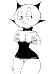 2021 5_fingers absurd_res anthro areola bedroom_eyes bent_arm big_breasts big_eyes big_head biped black_and_white black_bow black_clothing black_dress black_ears black_eyebrows black_eyelashes black_eyes black_minidress black_whiskers bow_(feature) breasts closed_smile clothed clothing clothing_down curved_eyebrows digital_drawing_(artwork) digital_media_(artwork) domestic_cat dress dress_down eyebrows eyelashes felid feline felis female female_anthro fingers flashing flashing_breasts foxart950 freckles freckles_on_face front_view genitals glistening glistening_areola grey_areola grey_nipples hi_res humanoid_hands innie_pussy looking_away mammal mature_anthro mature_female minidress monochrome mother_puss mouth_closed narrowed_eyes neck_bow nipples partially_clothed partially_clothed_anthro partially_clothed_female portrait prick_ears puffy_nipples pussy round_head seductive shadow signature simple_background small_nose smile solo standing the_complex_adventures_of_eddie_puss thick_thighs three-quarter_portrait webcomic whiskers white_background white_body white_breasts white_nose wide_hips