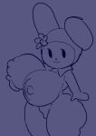 anthro big_breasts big_butt big_ears breasts butt erect_nipples female flower hand_by_side hands_by_side holding_breast huge_breasts lewdicrousart looking_at_viewer my_melody nipples onegai_my_melody plant sanrio sketch smile solo standing thick_thighs
