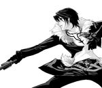  bad_id bad_pixiv_id dissidia_final_fantasy earrings final_fantasy final_fantasy_viii gloves greyscale gunblade jacket jewelry kt_(katygo) male_focus monochrome necklace scar solo squall_leonhart sword weapon 