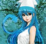  blue_hair grey_eyes ikamusume lips long_hair pon realistic shinryaku!_ikamusume solo tentacle_hair tentacles 
