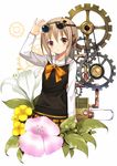  bad_id bad_pixiv_id bow flower gears goggles goggles_on_head highres koi_(koisan) original school_uniform solo steampunk 