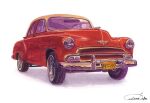  artworksmil car motor_vehicle no_humans original painting_(medium) realistic signature still_life traditional_media watercolor_(medium) white_background 