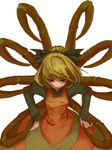  :p blonde_hair bug face hands_on_hips insect_girl kurodani_yamame kuronuko_neero red_eyes short_hair sketch smile solo spider spider_girl tongue tongue_out touhou 
