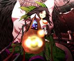  absurdres aiming_at_viewer alternate_weapon arm_cannon bad_id bad_pixiv_id black_hair cape highres long_hair red_eyes reiuji_utsuho solo sudo_shinren third_eye touhou weapon wings 