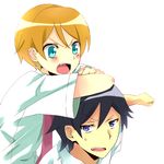  aqua_eyes bad_id bad_pixiv_id blush brothers casual fang genderswap genderswap_(ftm) hachimikkusu kousaka_kirino kousaka_kyousuke multiple_boys necktie open_mouth orange_hair ore_no_imouto_ga_konna_ni_kawaii_wake_ga_nai short_hair siblings sweat 