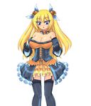  :o aizawa_hikaru bare_shoulders black_legwear blonde_hair blue_eyes breasts cleavage covered_nipples dress enoko_(zqfebi) garter_straps gloves hair_ornament hair_ribbon halloween jack-o'-lantern large_breasts long_hair microsoft open_mouth os-tan pumpkin ribbon silverlight solo thighhighs 