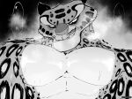 anthro bedroom_eyes blush dreamworks felid fur grin kung_fu_panda looking_at_viewer male male/male mammal monochrome muscular musk_clouds narrowed_eyes ottotopus pantherine pecs seductive smile snow_leopard spots spotted_body spotted_fur tai_lung_(kung_fu_panda)