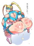  1girl arm_up ass ass_focus boots breasts commentary_request gloves kisuu muscular muscular_female rainbow_mika spanked street_fighter 