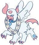 &lt;3 2024 biblically_accurate_angel blue_pawpads christian_cross claws collar cute_fangs eyelashes fakemon female feral hi_res jackrabbit_(artist) mega_absol mega_evolution nintendo pawpads pink_claws pokeball pokemon pokemon_(species) solo spread_wings wings