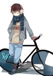 bad_id bad_pixiv_id bicycle earmuffs glasses ground_vehicle original plaid plaid_scarf pun2 scarf solo 