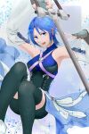  aqua_(kingdom_hearts) blue_eyes blue_hair highres keyblade kingdom_hearts smile ta4ki0rg15 weapon 