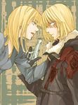  1girl blonde_hair death_note gun halle_lidner long_hair mello okuyama_puku scar weapon 