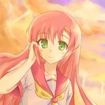  aoi_usagi bad_id bad_pixiv_id green_eyes hayate_no_gotoku! katsura_hinagiku long_hair ore_no_imouto_ga_konna_ni_kawaii_wake_ga_nai parody pink_hair school_uniform serafuku solo style_parody 