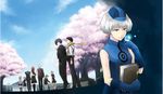  aegis_(persona) amada_ken bare_shoulders baseball_cap black_hair blonde_hair blue_eyes blue_hair book boots brown_hair bug butterfly cherry_blossoms dog dress elbow_gloves elizabeth_(persona) eye_(sky) from_behind gloves grey_hair hat insect kirijou_mitsuru koromaru long_hair looking_back mochizuki_ryouji multiple_girls pantyhose persona persona_3 petals philemon pleated_skirt red_hair sanada_akihiko scarf school_uniform short_hair skirt star takeba_yukari tree vest yamagishi_fuuka yellow_eyes yuuki_makoto 