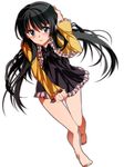  bad_id bad_pixiv_id barefoot black_hair blue_eyes frills hayama_tatsukichi legs male_focus mm! otoko_no_ko sengashira_kanoko solo wig 