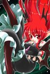  bat_wings head_wings hisame_genta koakuma long_hair pantyhose red_eyes red_hair slit_pupils solo touhou wings 