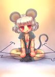  :q animal_ears borrowed_design breasts capelet cleavage dowsing_rod grey_hair jewelry mouse_ears mouse_tail nazrin pendant red_eyes sankuma see-through short_hair small_breasts solo tail thighhighs tongue tongue_out touhou 
