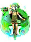  bad_id bad_pixiv_id bag boots cape digital_media_player gachapin gloves green_eyes green_hair headphones hirake!_ponkikki hood male_focus messenger_bag multicolored multicolored_clothes multicolored_legwear music_stand overalls ryuuto_(vocaloid) shirt shoulder_bag striped striped_legwear striped_shirt temari_(deae) themed_object thighhighs vocaloid 