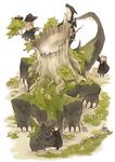  animal bad_id bad_pixiv_id ccru creature fantasy highres multiple_girls original pitchfork rainbow tree 