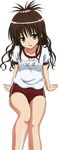  brown_eyes brown_hair buruma gym_uniform highres long_hair non-web_source sitting solo to_love-ru transparent_background vector_trace yuuki_mikan 