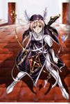  arrow bow_(weapon) copyright_request cross highres jewelry latin_cross necklace nun solo urushihara_satoshi weapon wings 