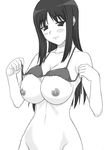  :3 bikini breasts greyscale kurusugawa_ayaka large_breasts long_hair monochrome no_panties shichimenchou solo swimsuit to_heart 