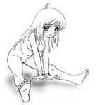  barefoot breasts copyright_request feet full_body greyscale himadarou monochrome nipples nude solo 