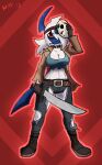  absol anthro arkia_the_absol blue_body blue_tail clothing cosplay costume diamond_grenadier female friday_the_13th fur hi_res hockey_mask holding_object holding_weapon horn jason_voorhees machete mammal mask melee_weapon nintendo pok&eacute;mon pok&eacute;mon_(species) red_eyes solo sports_mask sportswear torn_clothing video_games weapon white_body white_fur 