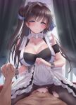  1boy 1girl absurdres azur_lane bangs bare_shoulders blush breasts brown_legwear cleavage clothed_sex cowgirl_position dress girl_on_top grey_eyes hetero highres large_breasts long_hair looking_at_viewer newcastle_(azur_lane) one_side_up pantyhose pussy satou_aji sex smile straddling thighs torn_clothes torn_legwear white_dress 